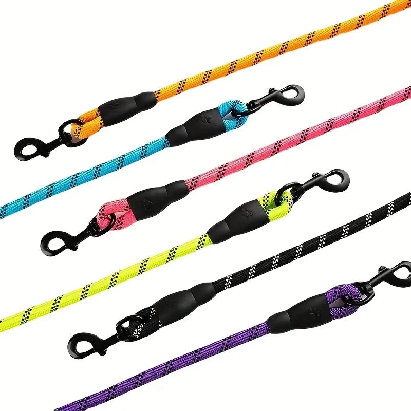 Reflective Dog Leash With Comfortable Padded Handle - Double Heavy Duty Traction Rope For Strong Dogs - Enhance Safety And Control
