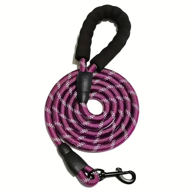 Reflective Dog Leash With Comfortable Padded Handle - Double Heavy Duty Traction Rope For Strong Dogs - Enhance Safety And Control