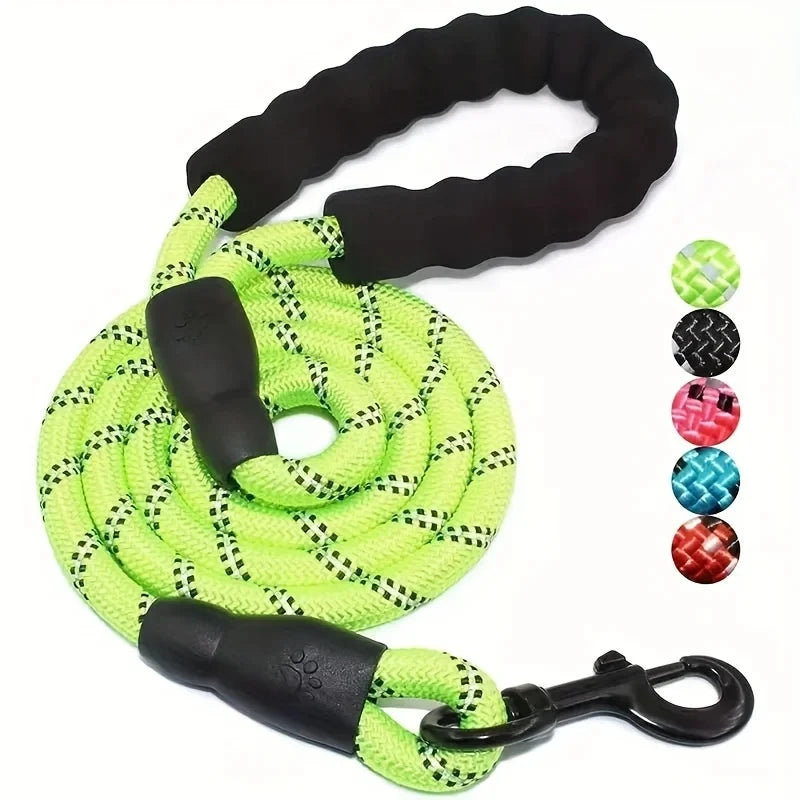 Reflective Dog Leash With Comfortable Padded Handle - Double Heavy Duty Traction Rope For Strong Dogs - Enhance Safety And Control