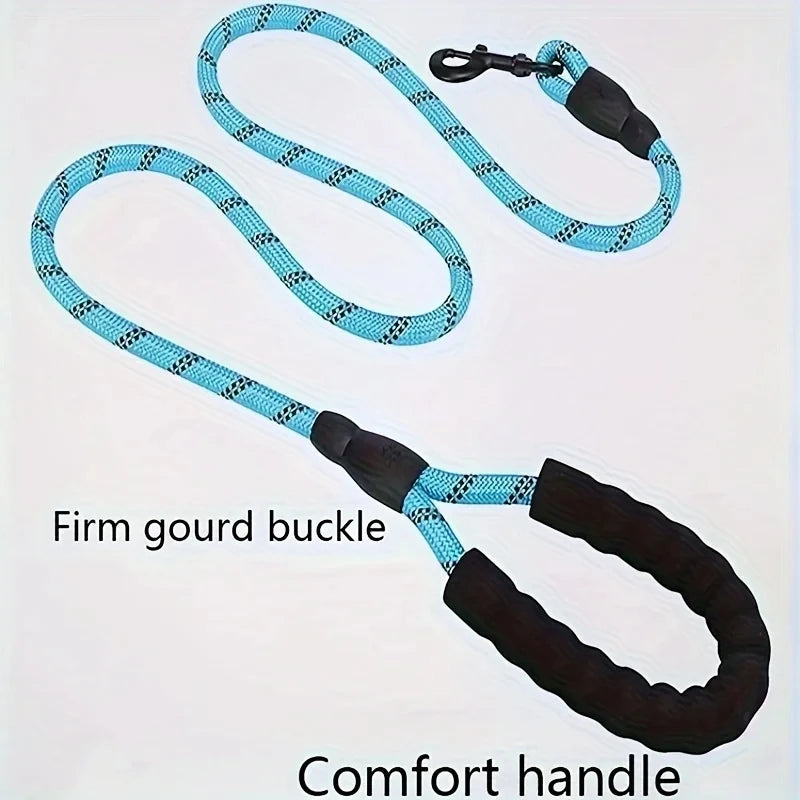 Reflective Dog Leash With Comfortable Padded Handle - Double Heavy Duty Traction Rope For Strong Dogs - Enhance Safety And Control
