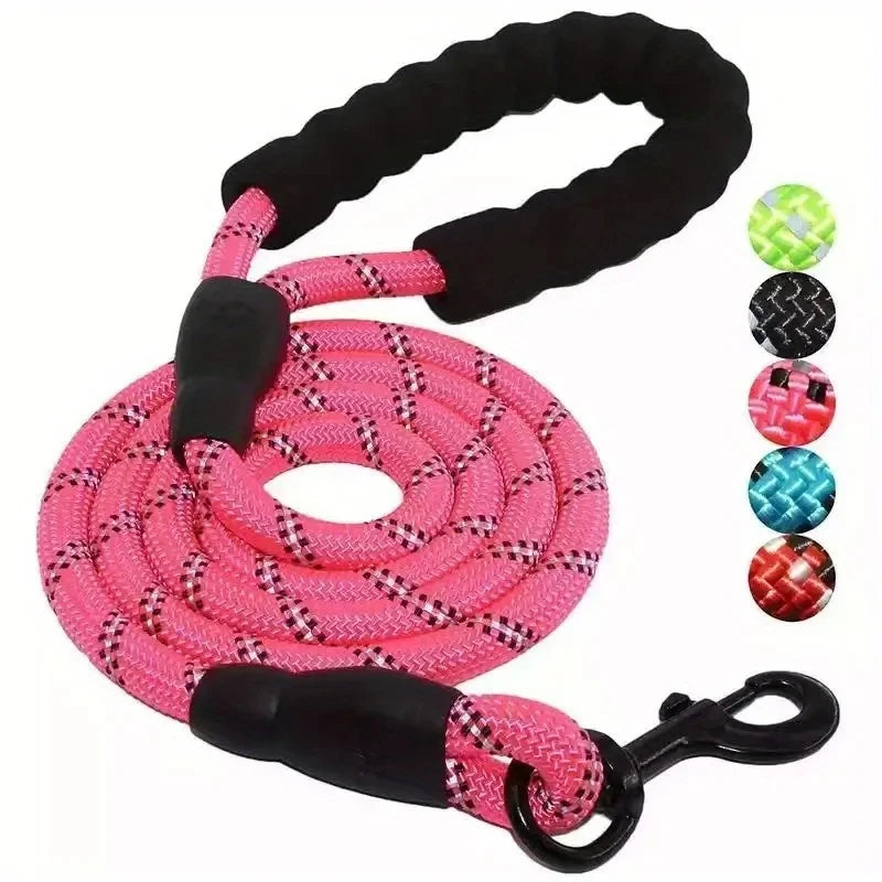 Reflective Dog Leash With Comfortable Padded Handle - Double Heavy Duty Traction Rope For Strong Dogs - Enhance Safety And Control