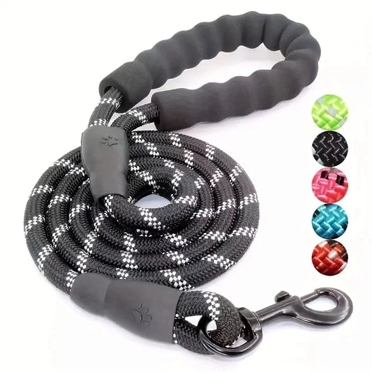 Reflective Dog Leash With Comfortable Padded Handle - Double Heavy Duty Traction Rope For Strong Dogs - Enhance Safety And Control